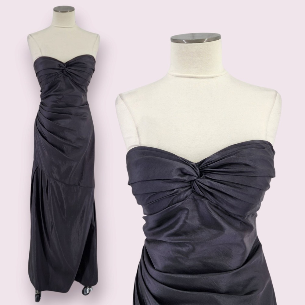 Bill Levkoff Dress Black Column Small? Gothic Whimsigoth‎ Dark Fairy Twist Satin